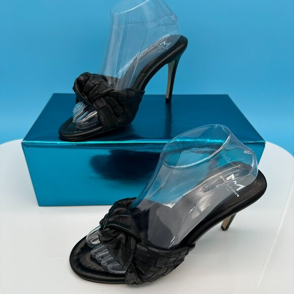 Marc Fisher Women's Janna Woven High Heel Leather Sandal Shoe, Size 8M, Black - Picture 3 of 13